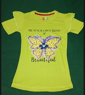 Girls' "Be Your Own Kind of Beautiful" Sequin Butterfly T-Shirt with Ruffle Sleeves