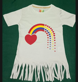 Girls Rainbow Heart Fringe T-Shirt – Cute & Stylish Casual Wear
