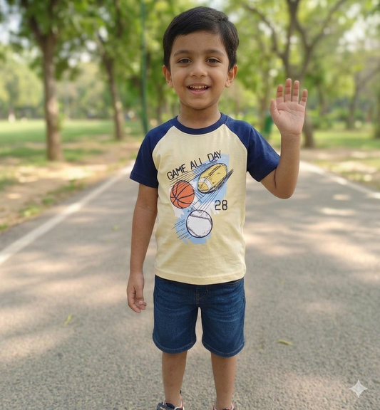Kids' "Game All Day" Sports Raglan T-Shirt – Premium Cotton & Comfort Fit