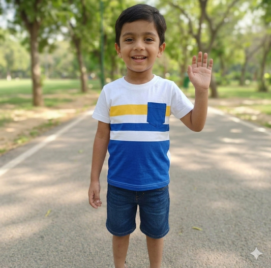 Kids Color Block T-Shirt with Pocket – Stylish Summer Casual Wear