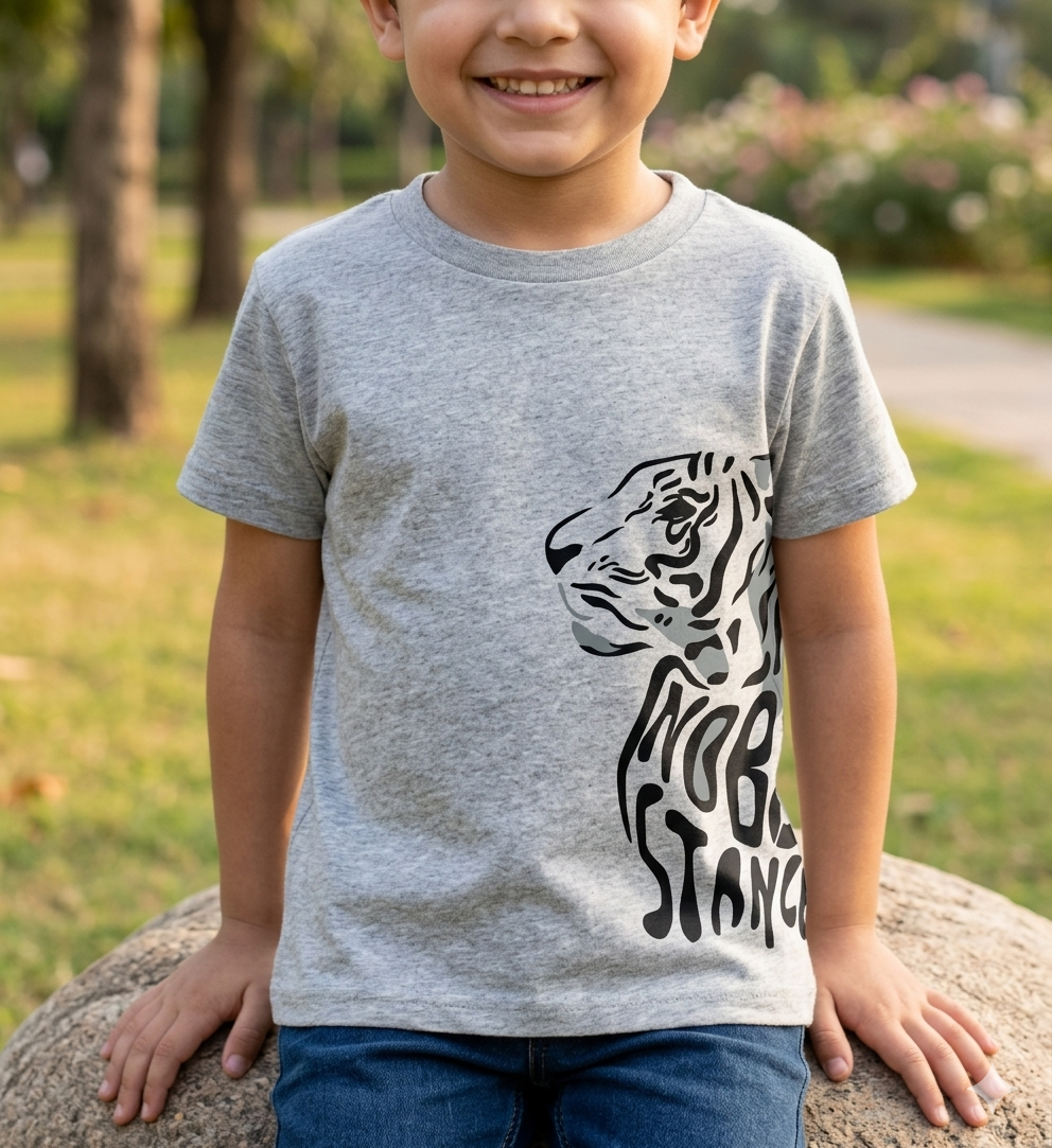 Kids' Gray Tiger Graphic T-Shirt - Noble Stance