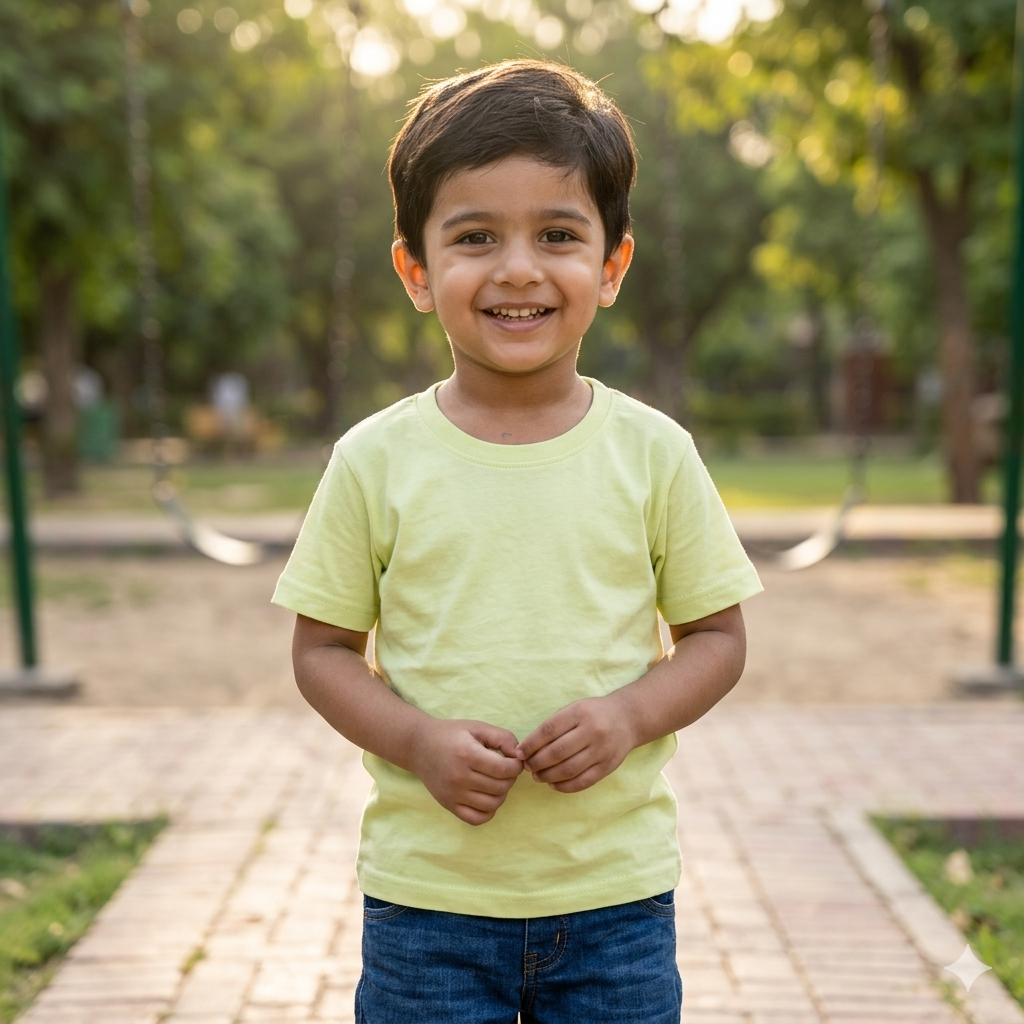 Kids Light Green Casual T-Shirt – Soft & Comfortable