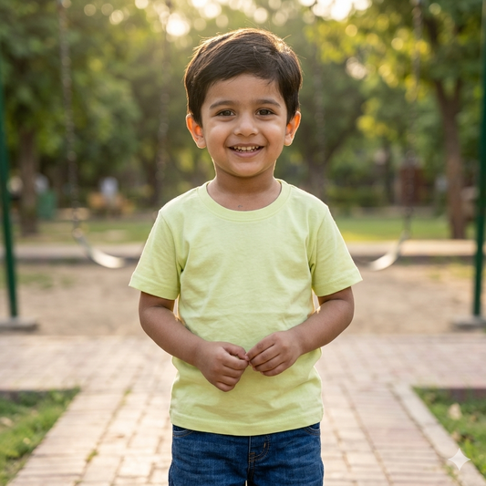 Kids Light Green Casual T-Shirt – Soft & Comfortable