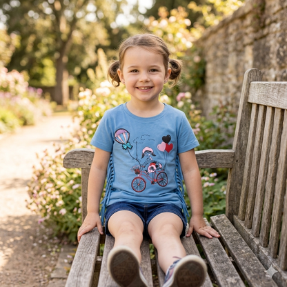 Girls' "Bicycle Adventure" Side-Fringe T-Shirt