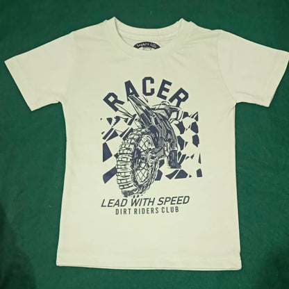 Kids' "RACER" Dirt Bike Graphic Tee – Premium Pastel Lime Cotton T-Shirt