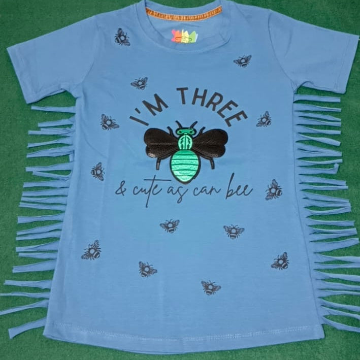 Girls' 3rd Birthday "Cute as Can Bee" Fringe T-Shirt