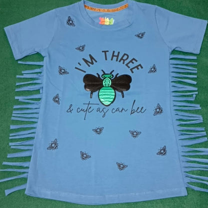 Girls' 3rd Birthday "Cute as Can Bee" Fringe T-Shirt