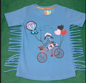 Girls' "Bicycle Adventure" Side-Fringe T-Shirt